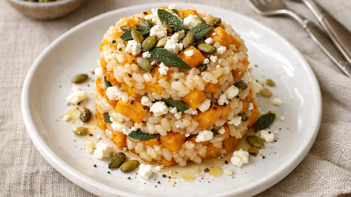 Butternut Squash and Sage Risotto with Feta and Pepitas