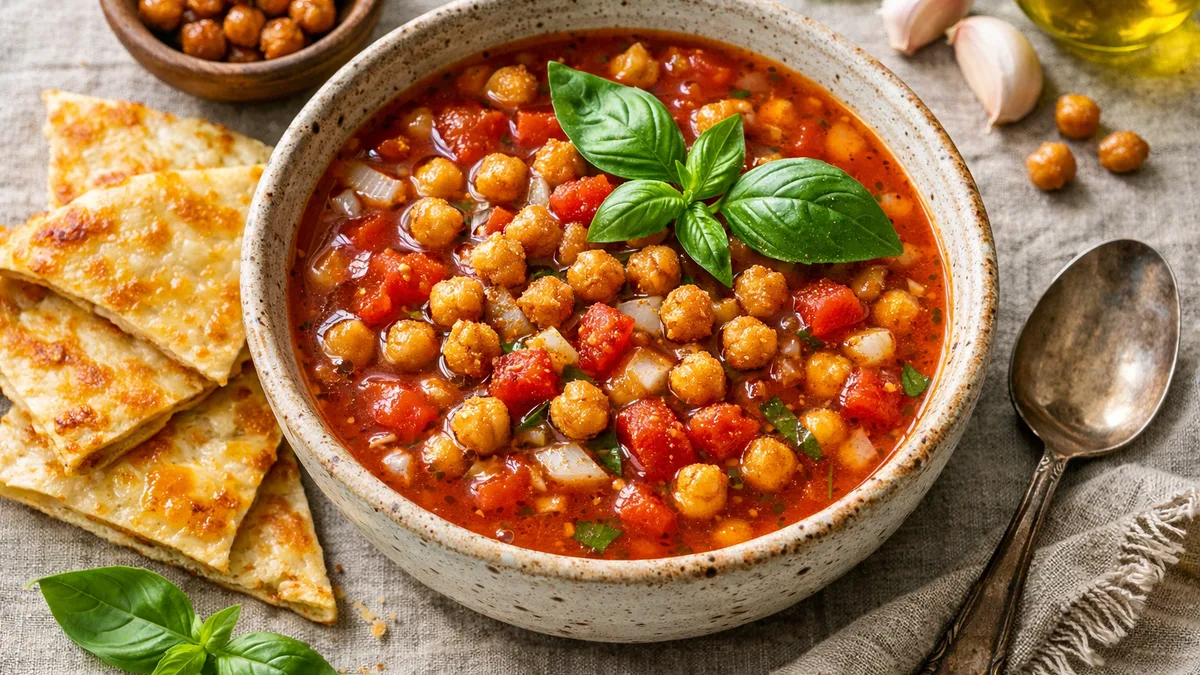 Crispy Chickpea and Tomato Soup