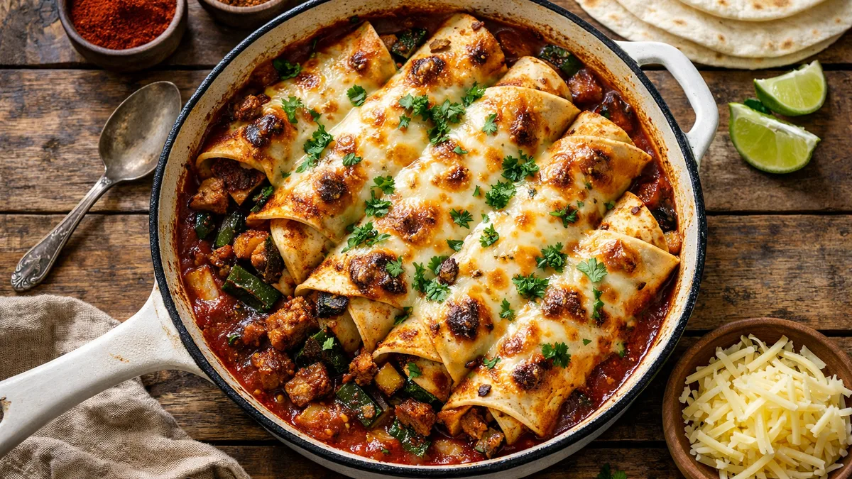 Skillet Seitan Enchiladas