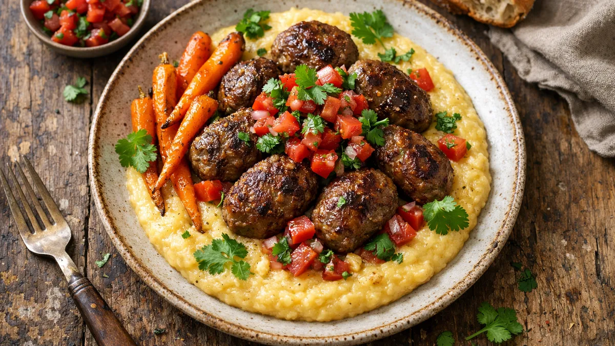 Turkish Meatballs with Parsnip and Creamy Polenta