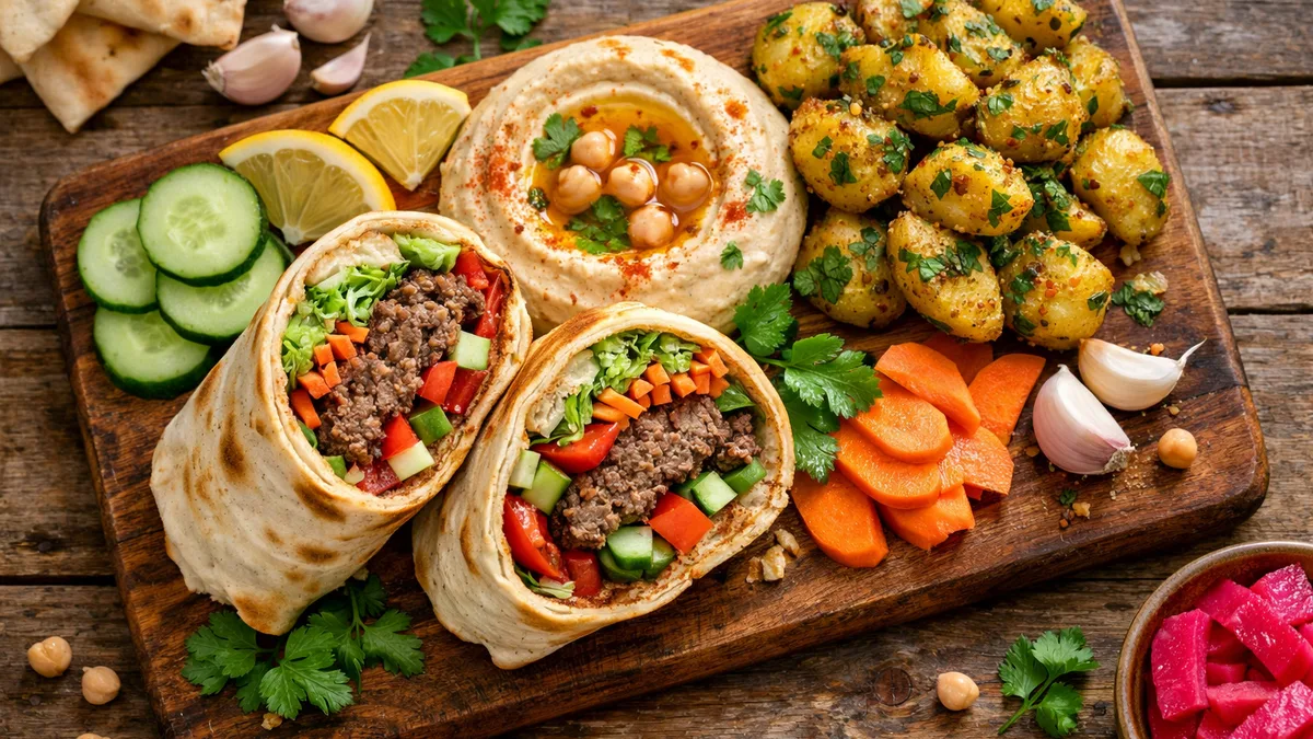 Assiette libanaise de kefta & houmous fait maison