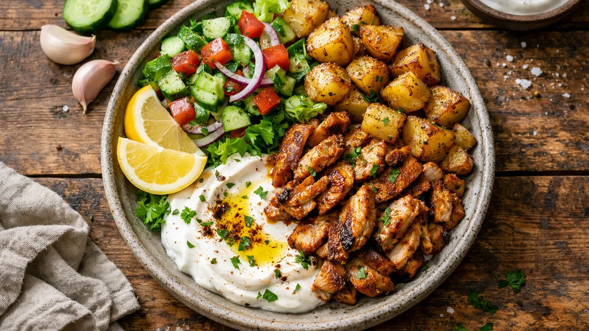 Assiette shawarma poulet & sauce labneh