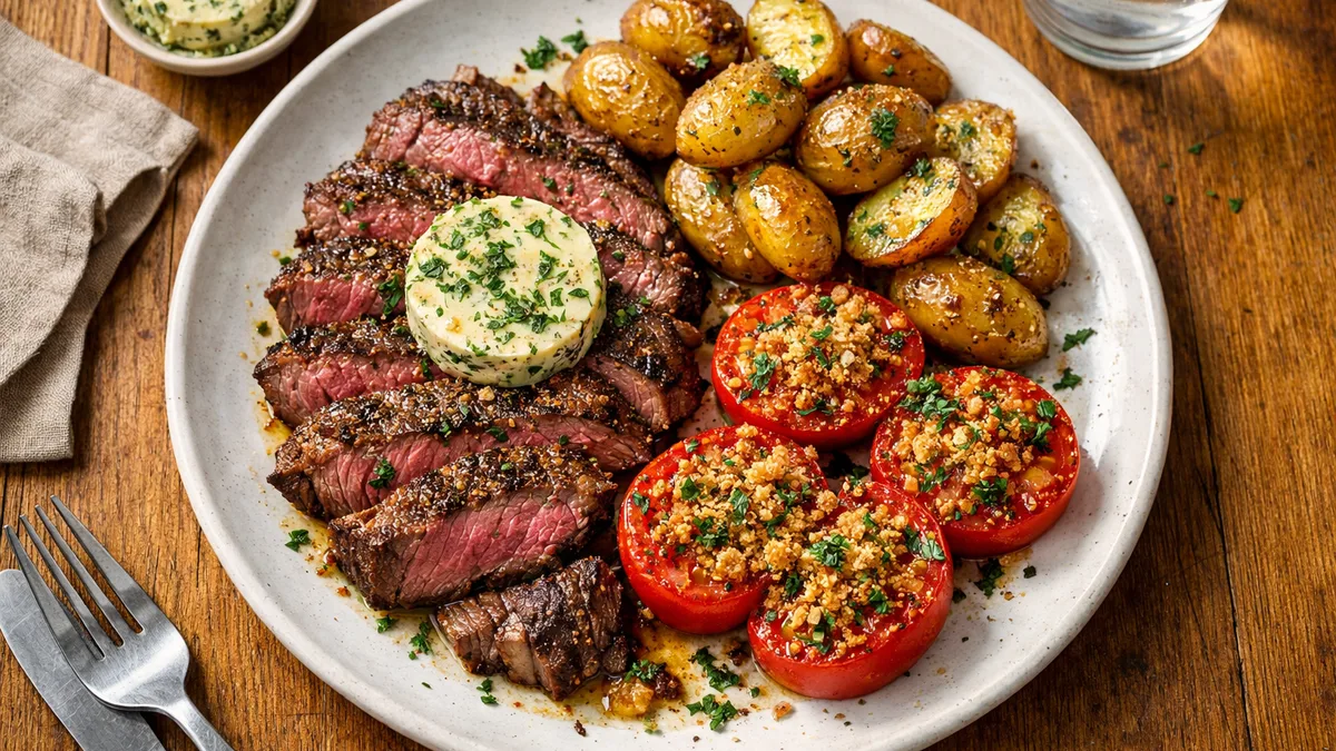 Bavette blonde d'Aquitaine et beurre aux herbes maison