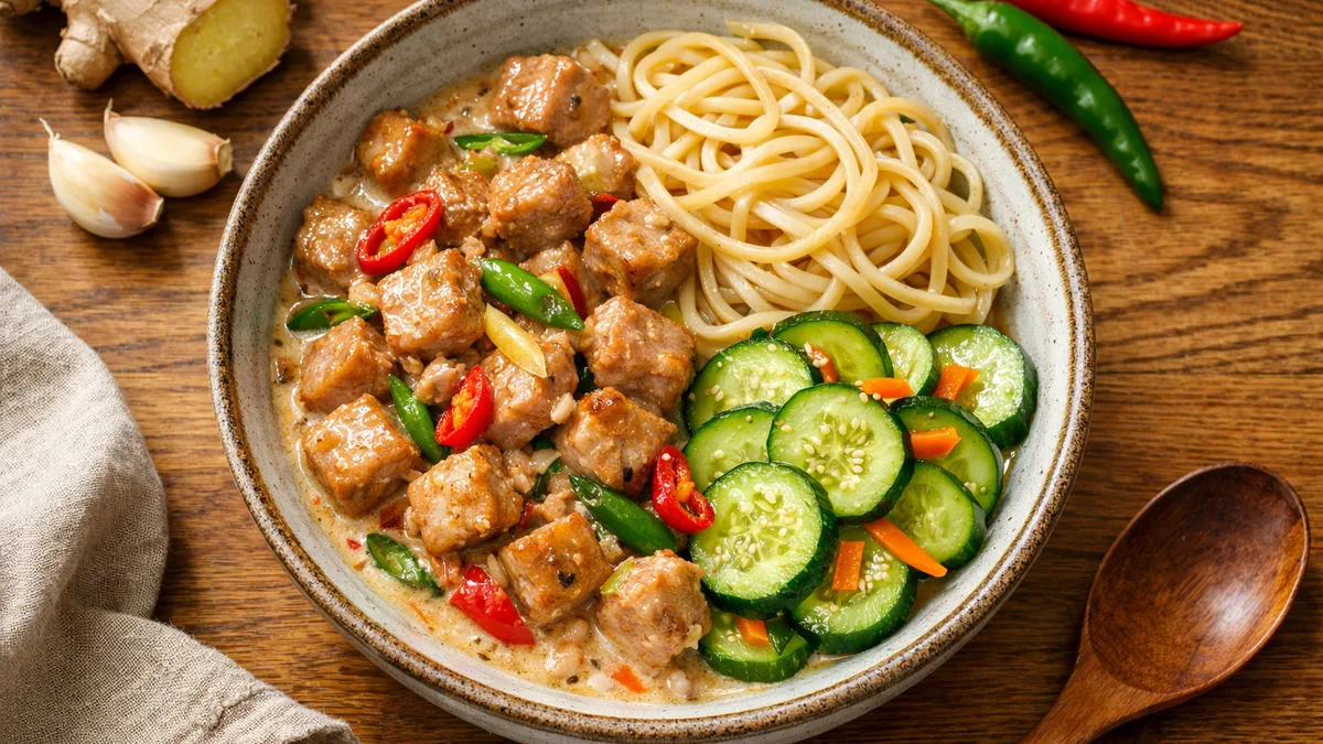 Bicol express philippin : porc au lait de coco