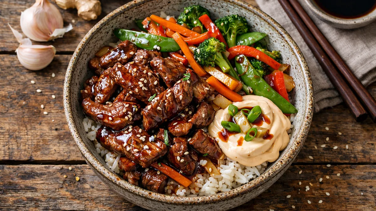 Bowl de bœuf & légumes à la japonaise