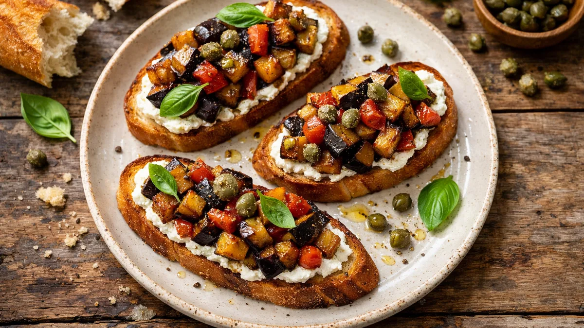 Bruschetta aux légumes poêlés
