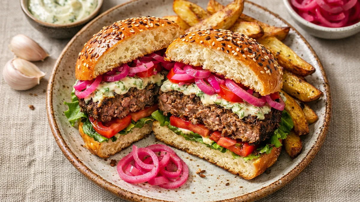 Burger de bœuf au zaatar & mayo persillée