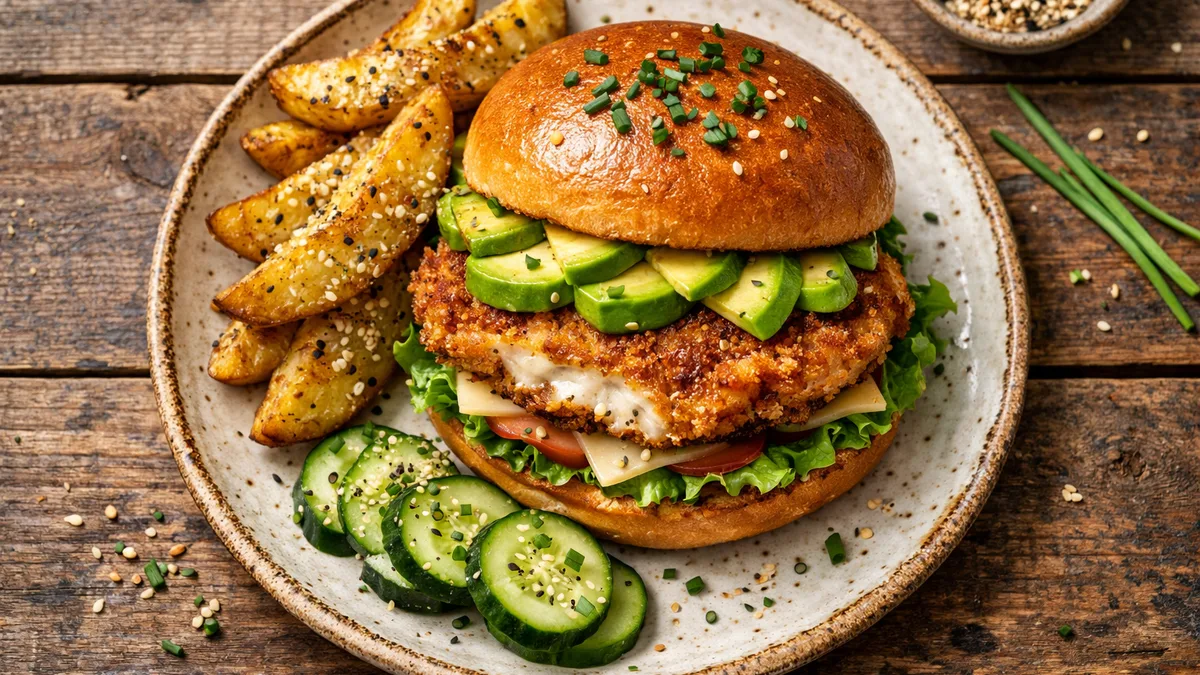 Burger crousti-fondant au poulet & avocat
