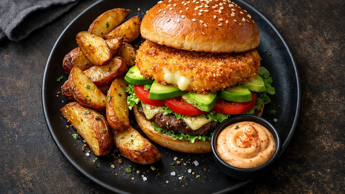 Burger à la mozza panée & avocat