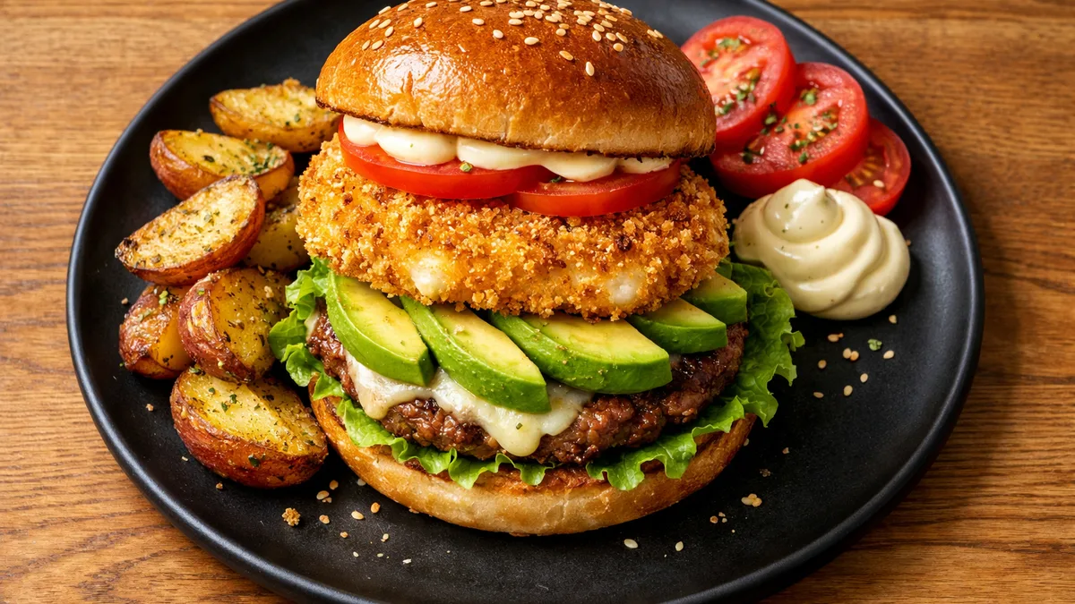 Burger à la mozza panée & avocat
