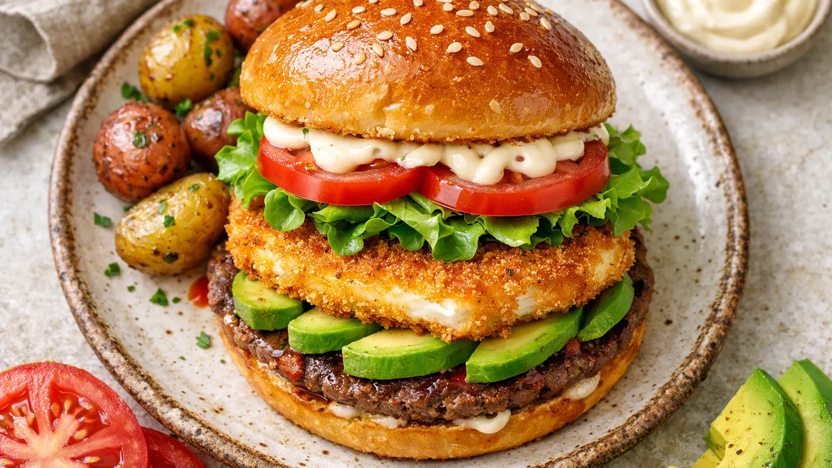 Burger à la mozza panée & avocat