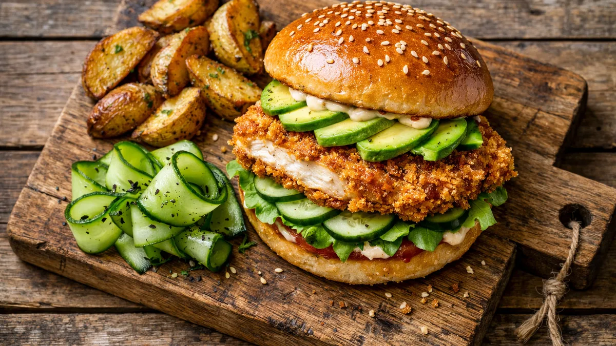 Burger au poulet croustillant & avocat