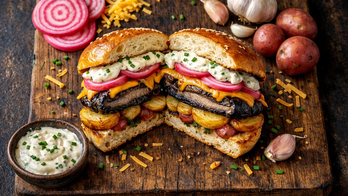 Burger veggie : portobello, cheddar & potatoes