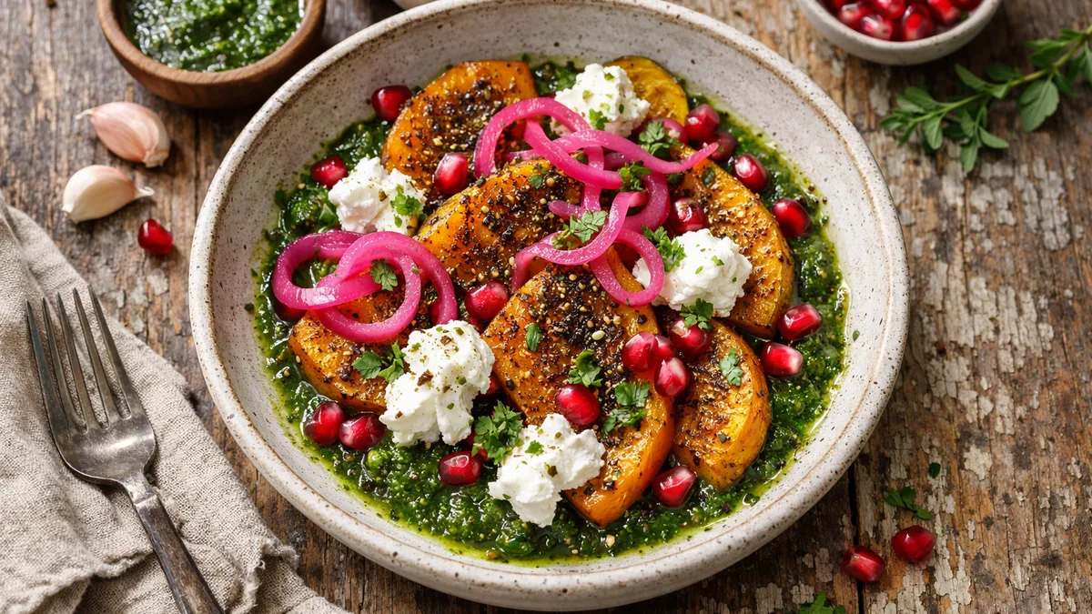 Butternut rôti au zaatar & chèvre frais