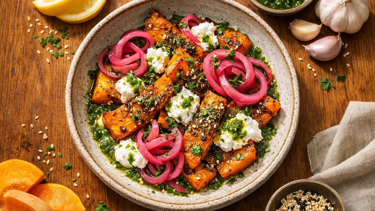 Butternut rôti au zaatar & chèvre frais