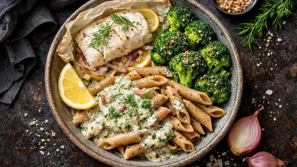 Cabillaud en papillote & brocoli au gomasio