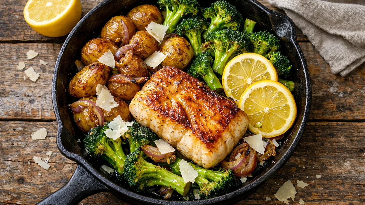 Cabillaud poêlé et brocoli croquant