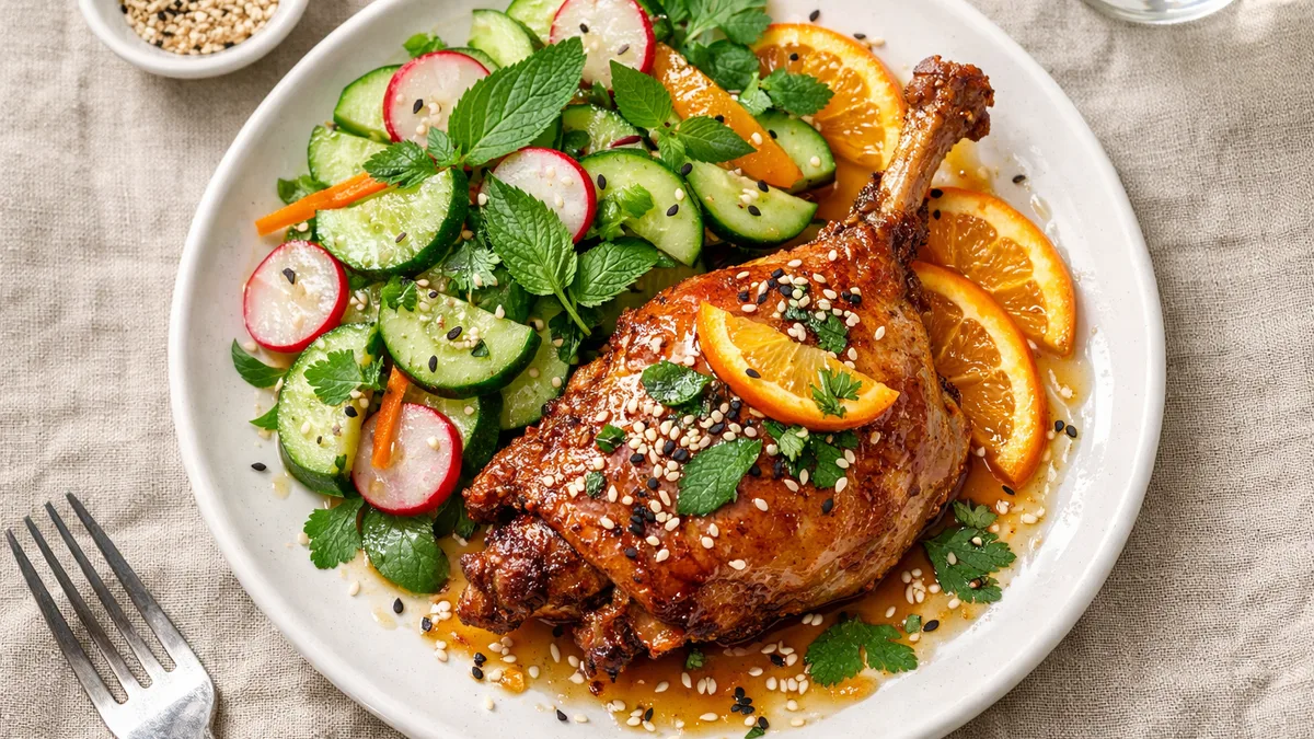 Canard confit croustillant nappé de miel