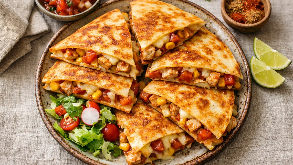 Cheesy quesadillas au gouda, dinde & maïs