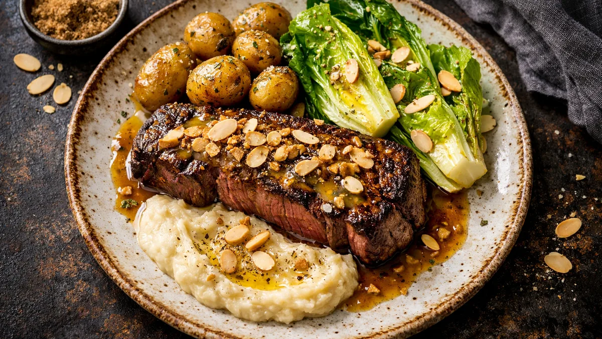 Contrefilet de bœuf et sauce miel-moutarde maison