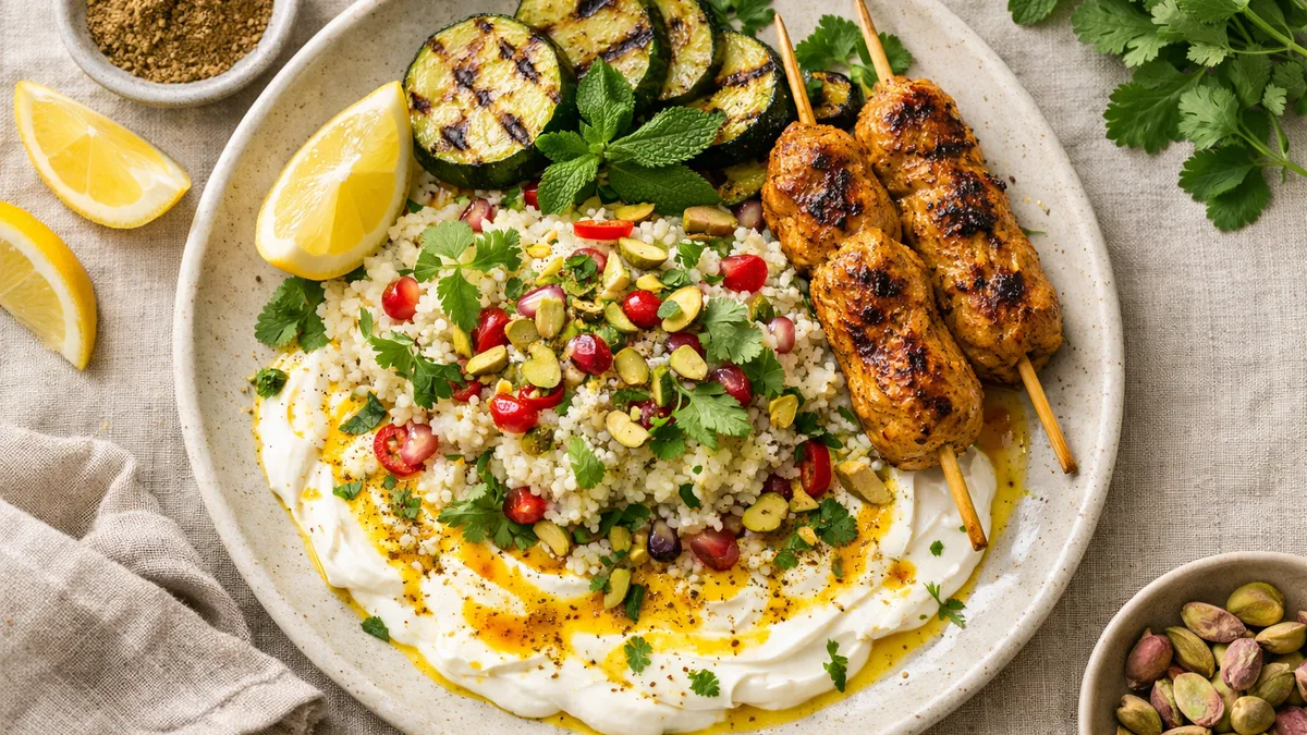 Courgette grillée, labneh & beurre au curcuma