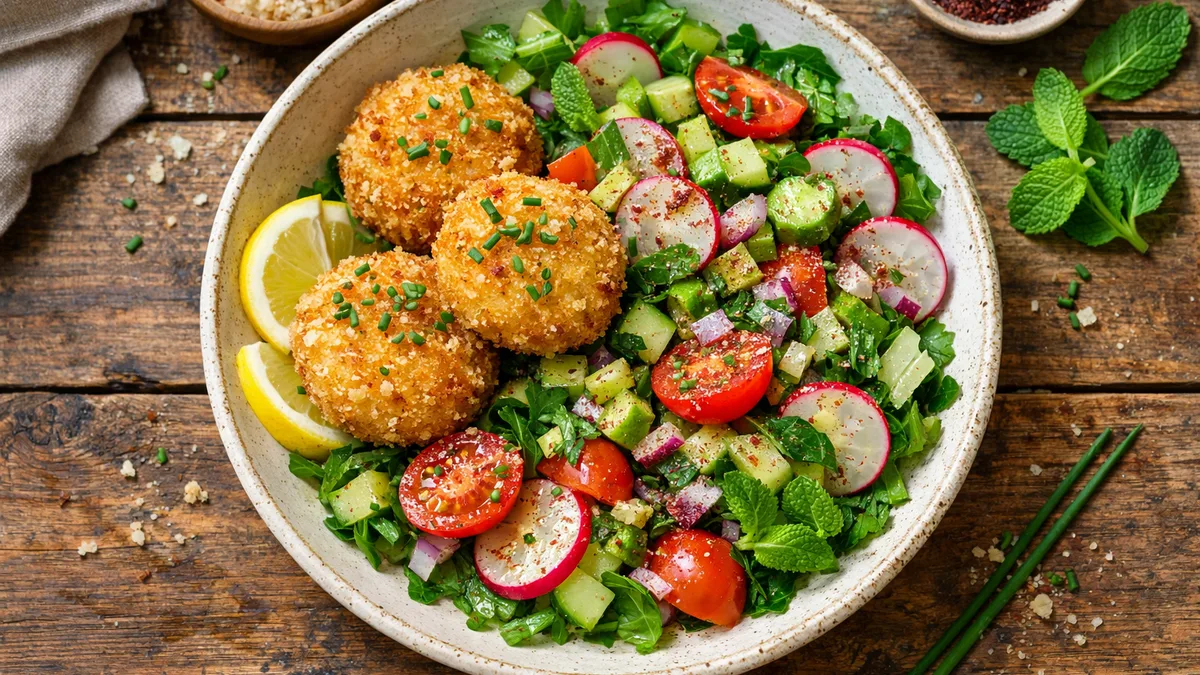 Croquettes de chèvre & salade levantine