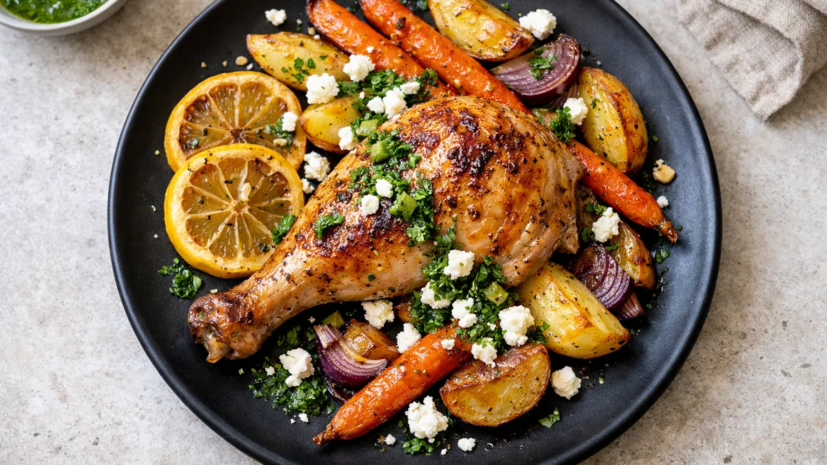 Cuisse de poulet & légumes au four