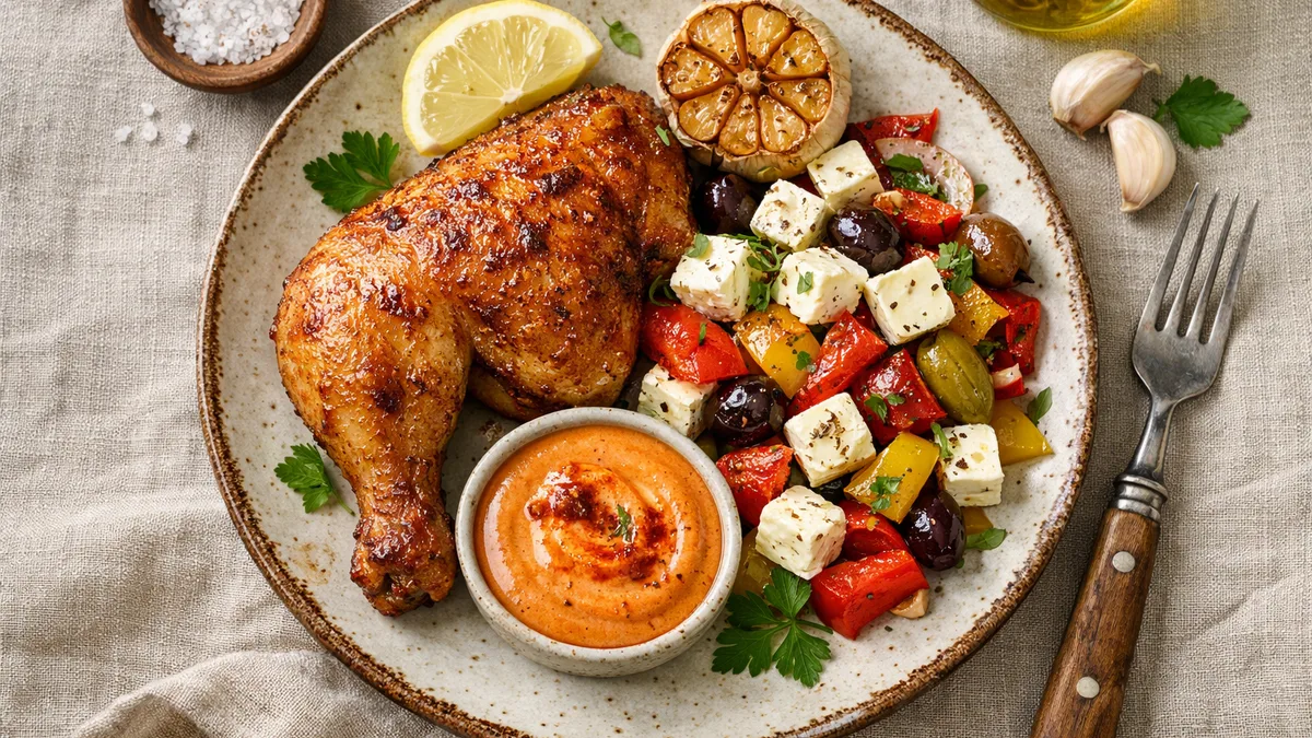 Cuisse de poulet rôtie & fromage grec