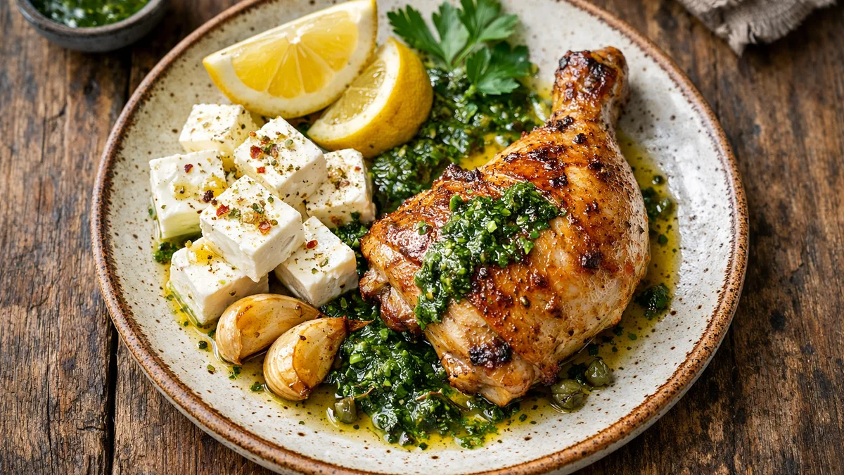 Cuisse de poulet rôtie & fromage grec