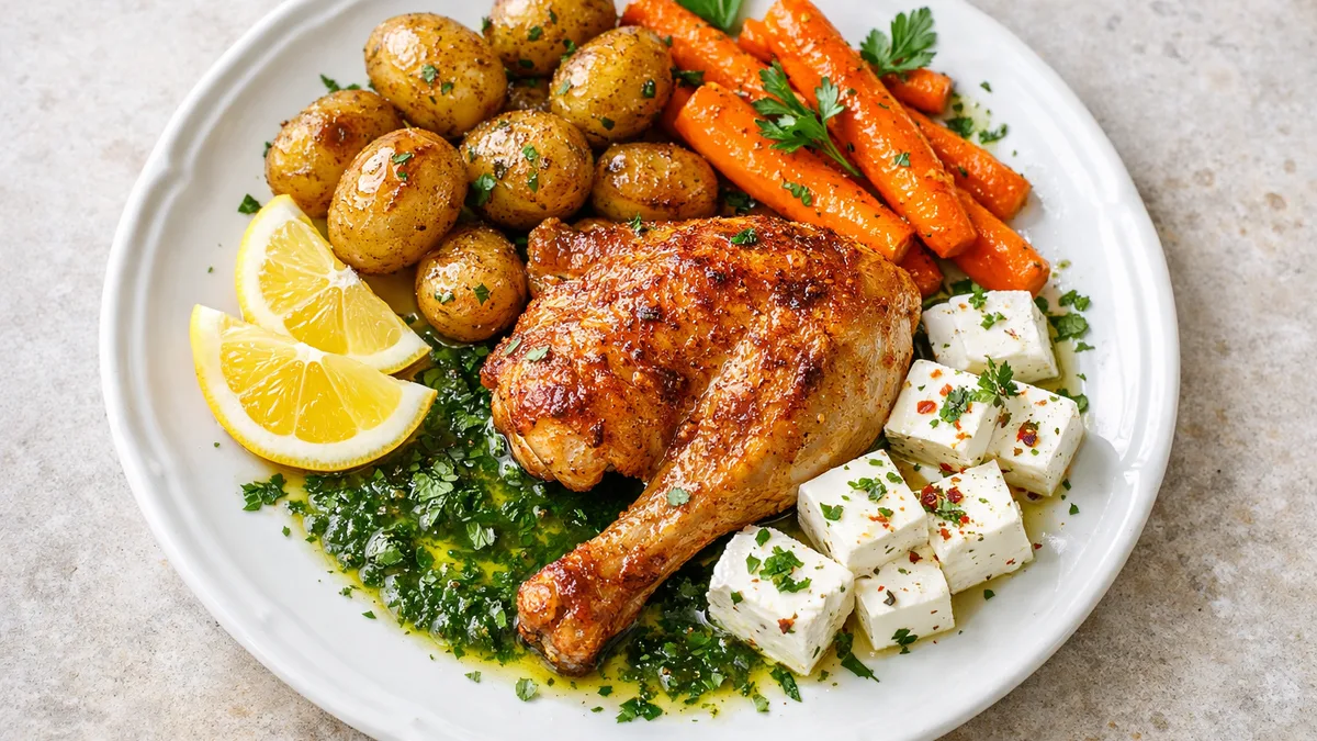 Cuisse de poulet rôtie & fromage grec