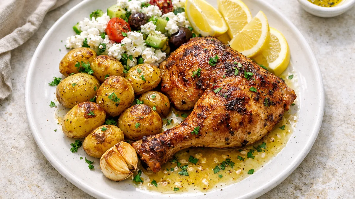 Cuisse de poulet rôtie à la grecque
