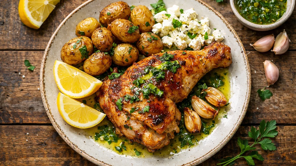 Cuisse de poulet rôtie à la grecque