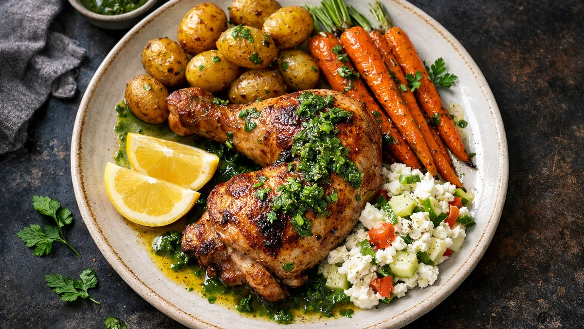 Cuisse de poulet rôtie & sauce au persil
