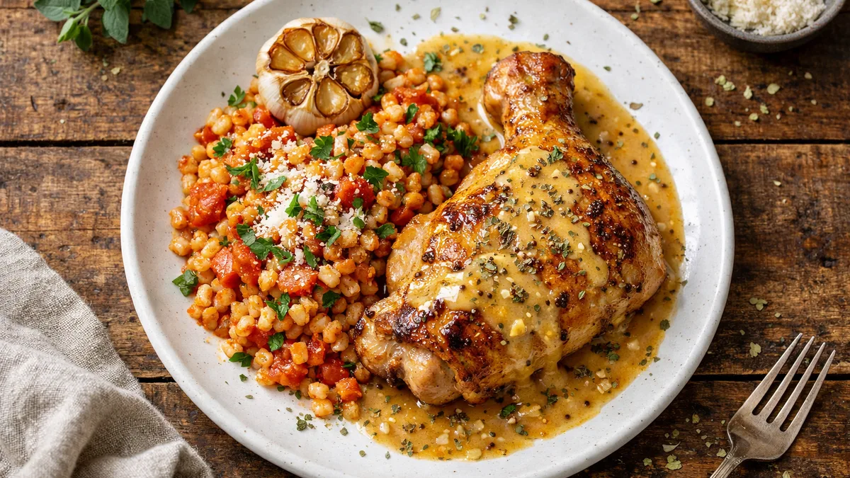 Cuisse de poulet, sauce moutarde et miel