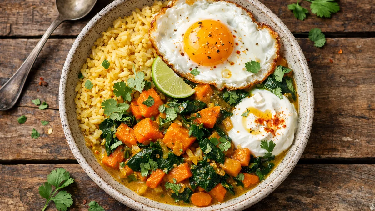 Curry indien à la patate douce & épinards