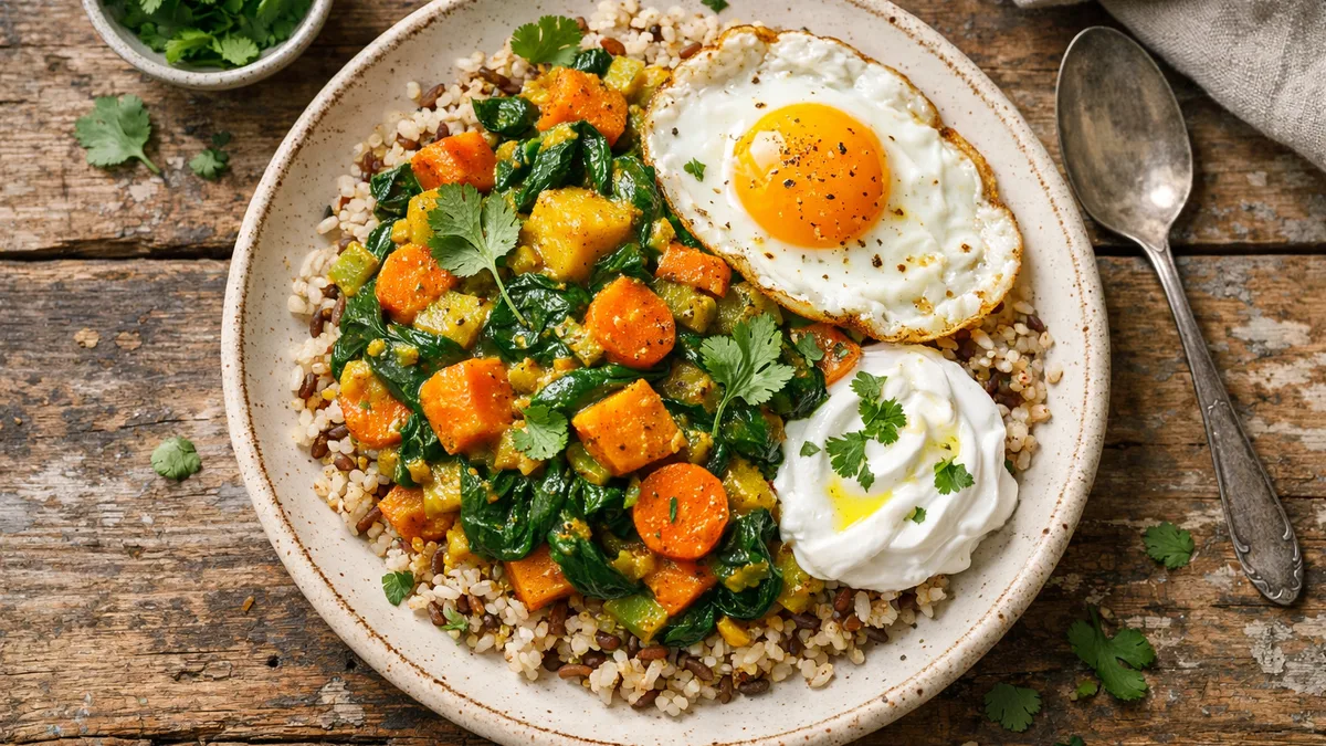 Curry tutti veggie : patate douce & épinards