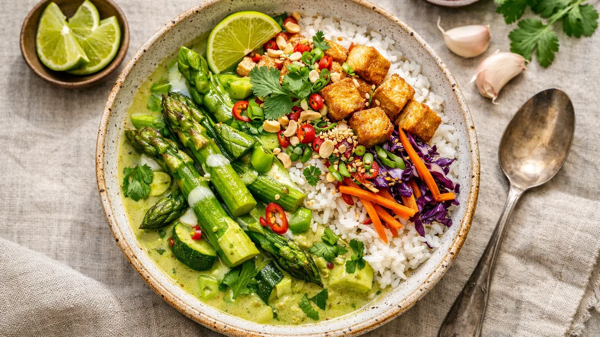 Curry vert veggie : asperges à la thaï