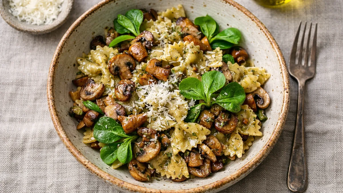 Farfalle & pesto aux champignons des bois