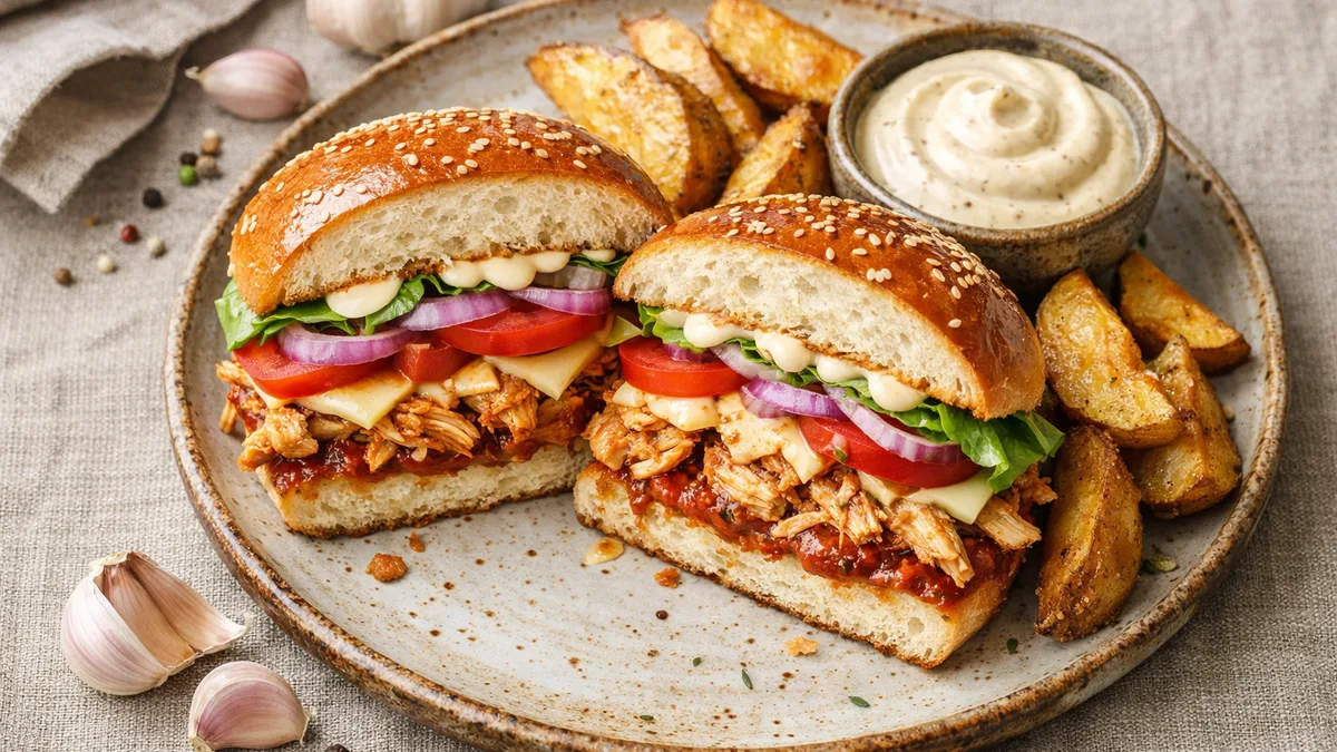 Le festin de Li : burger au poulet effiloché