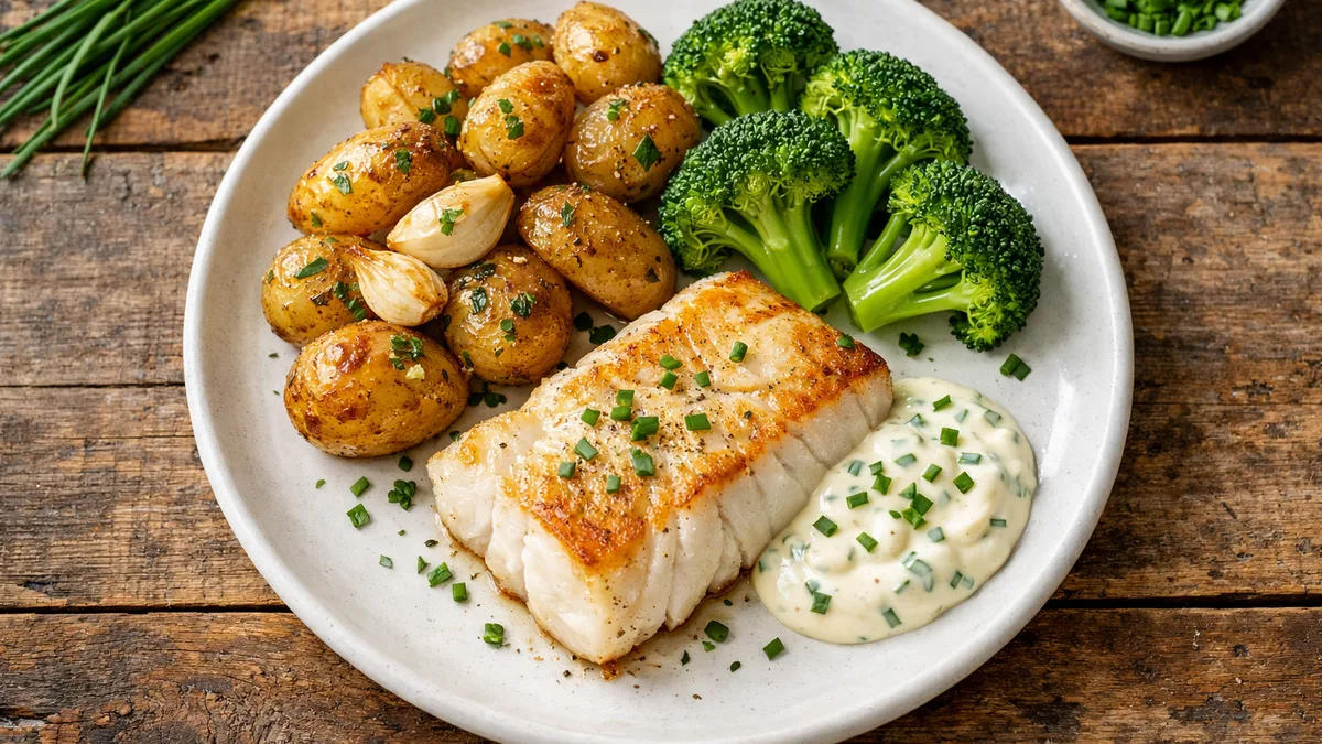 Filet de cabillaud et mayonnaise à la ciboulette