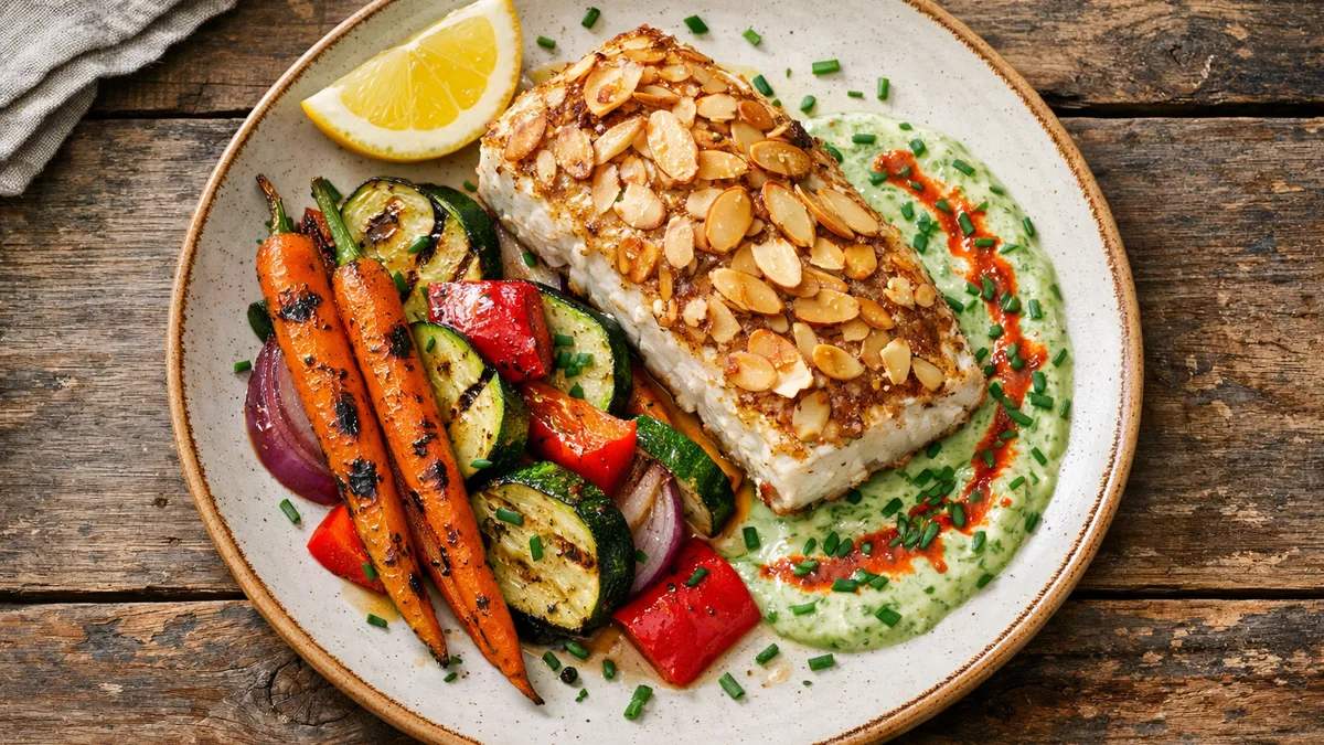 Filet de merlu en croûte d'amandes