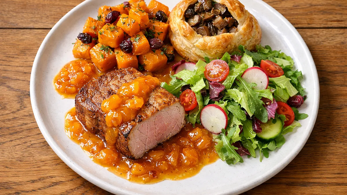 Filet mignon, butternut rôti & sauce abricot
