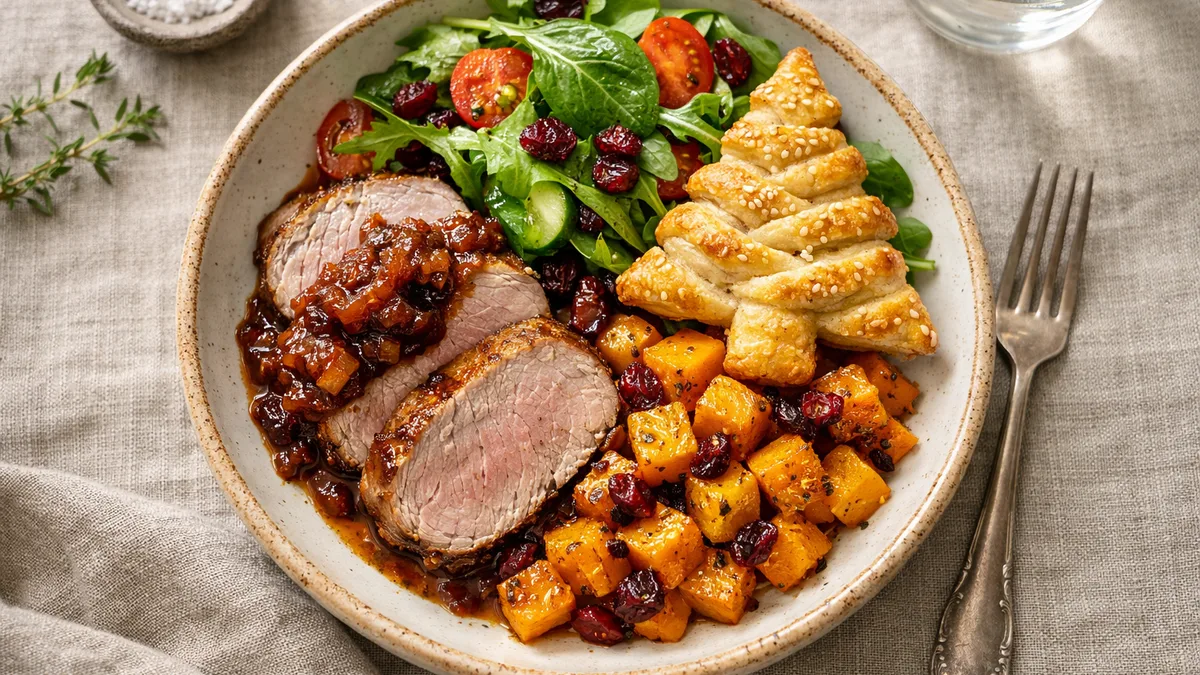 Filet mignon, sauce à l'oignon & sapin feuilleté