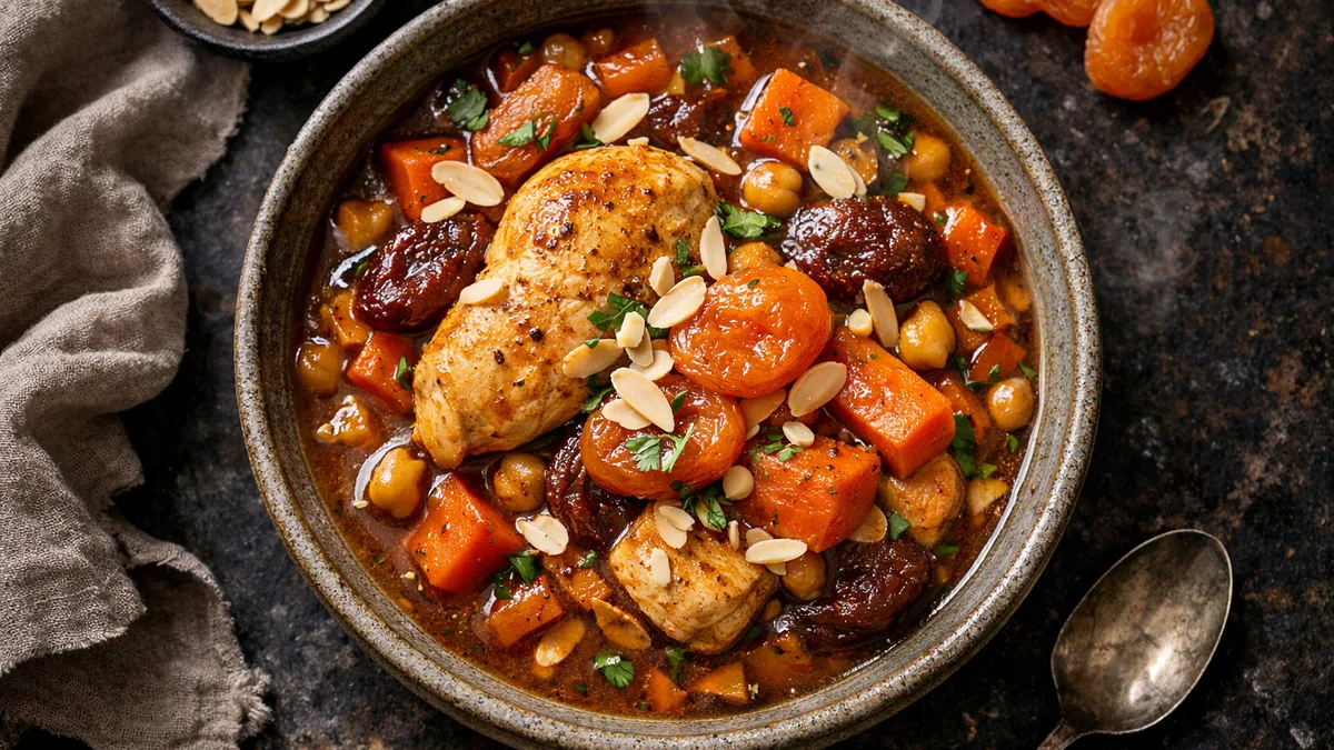 Filet de poulet et mijoté de légumes sucré et épicé