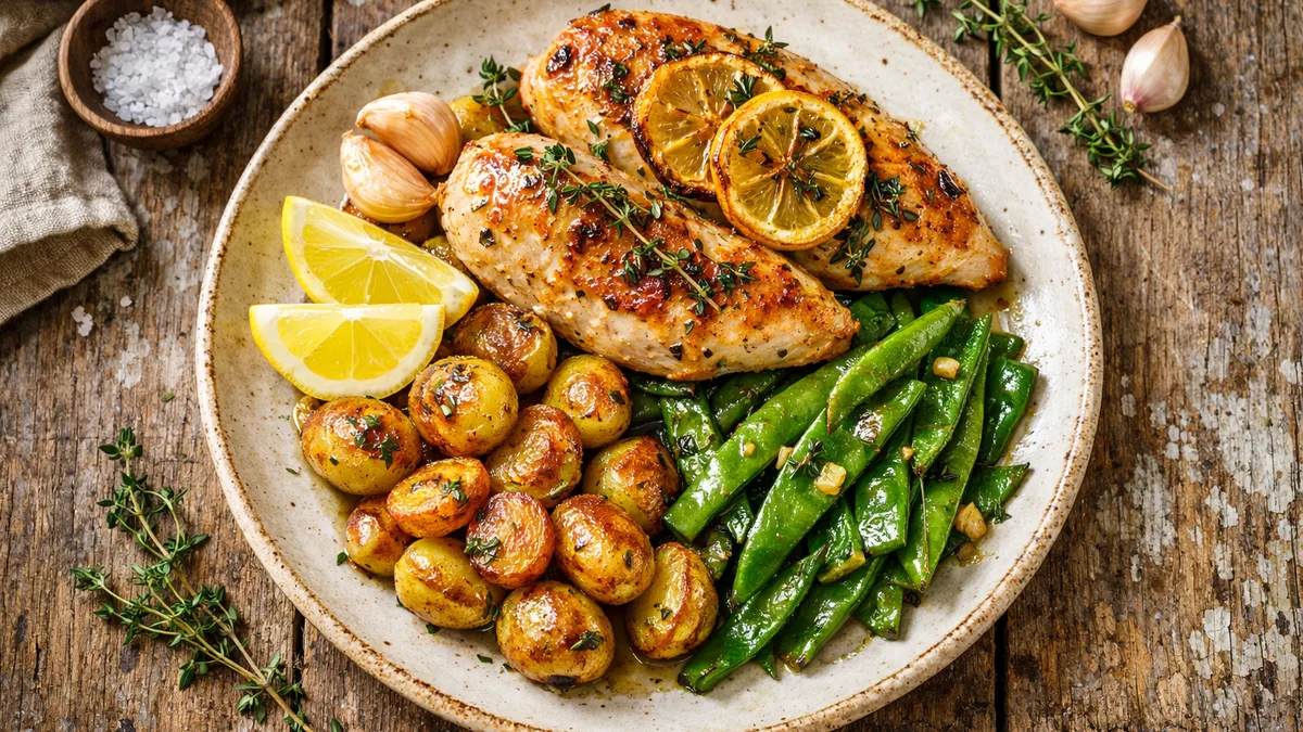 Filet de poulet au thym et au citron cuit au four