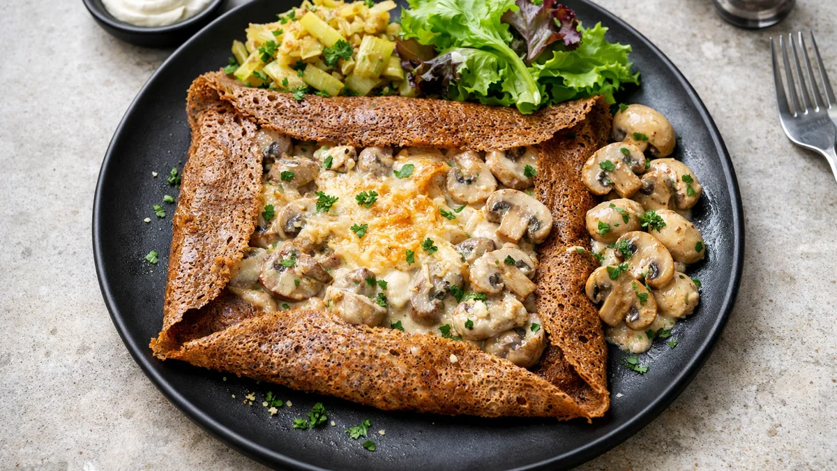 Galette bretonne aux champignons à la crème