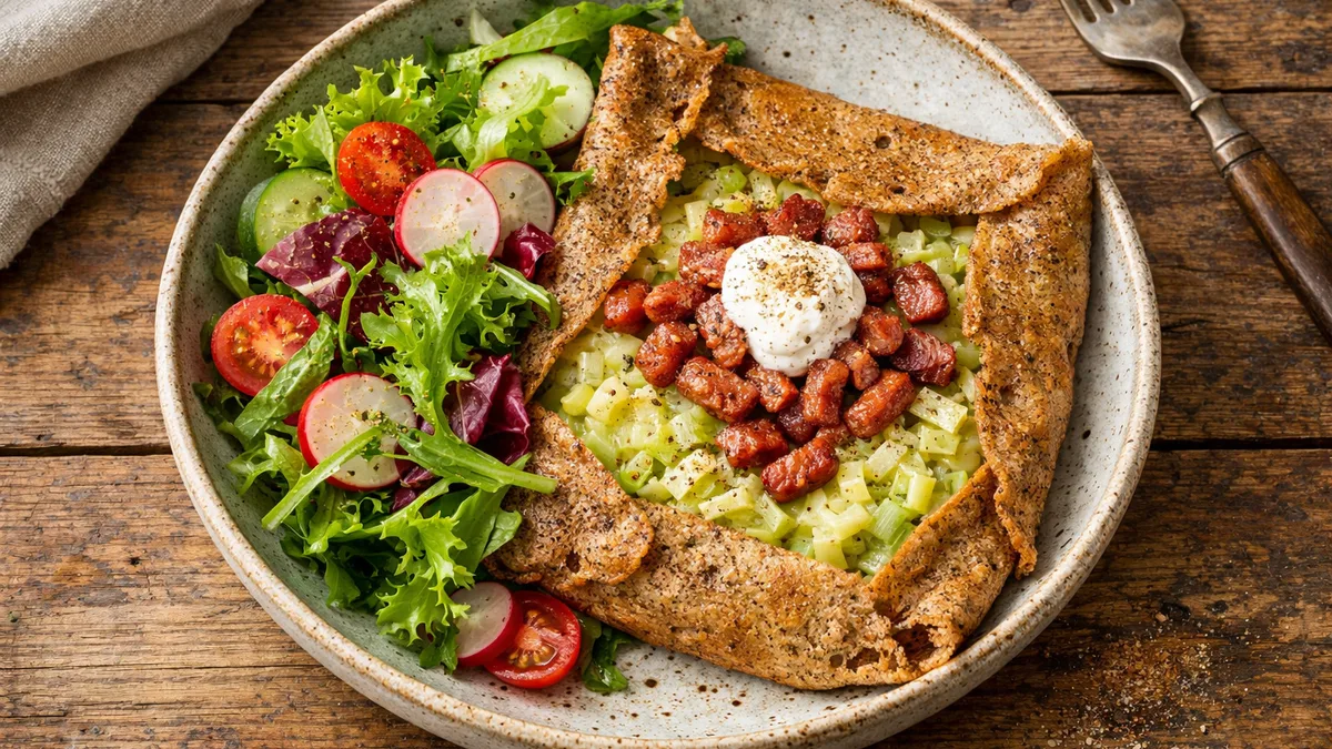 Galette bretonne lardons & crème de poireaux