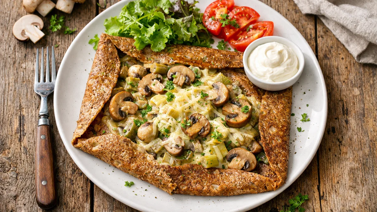 Galette bretonne légère aux champignons