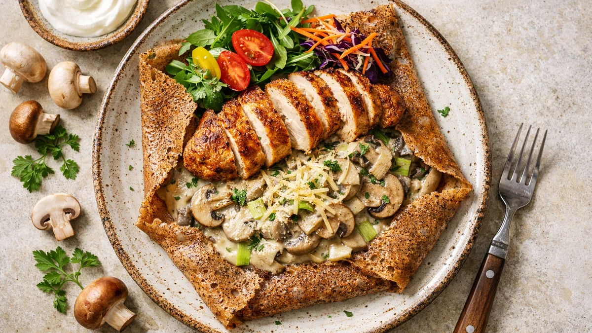 La galette Brocéliande : champis & poireaux