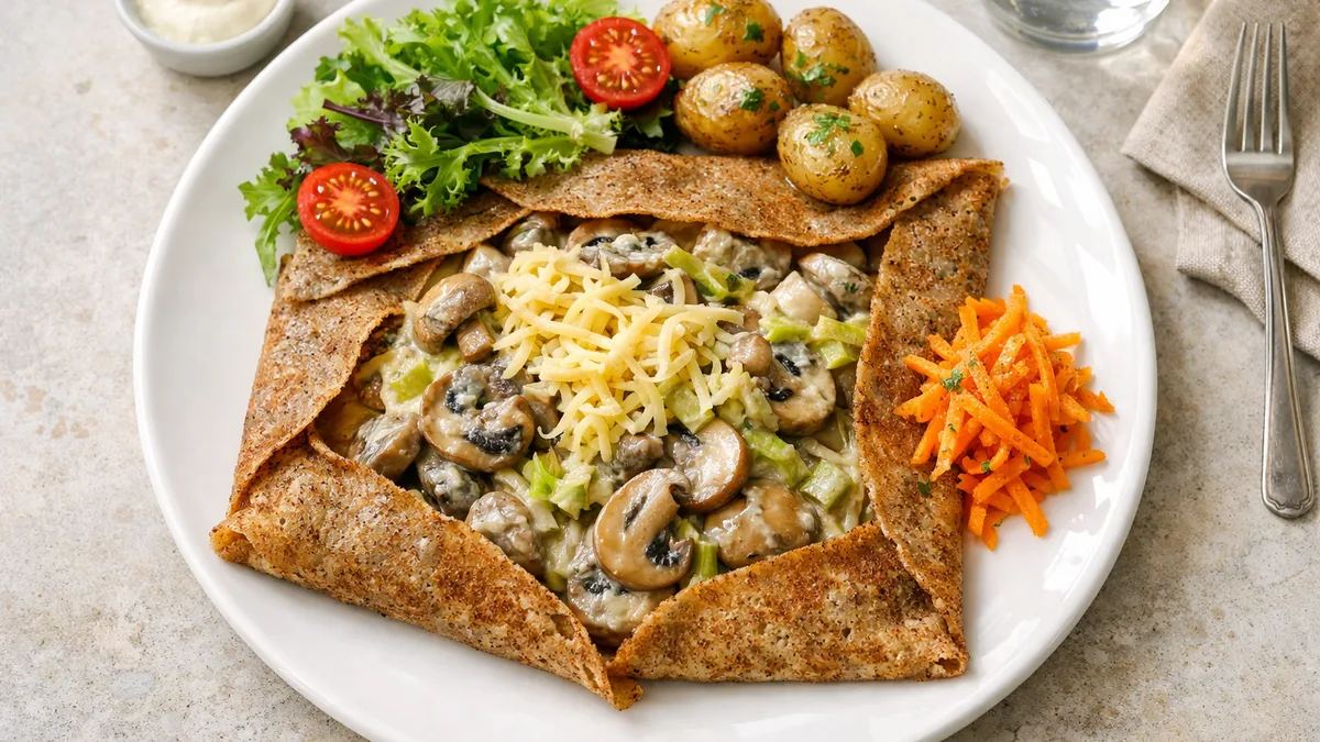 La galette Brocéliande : champis & poireaux